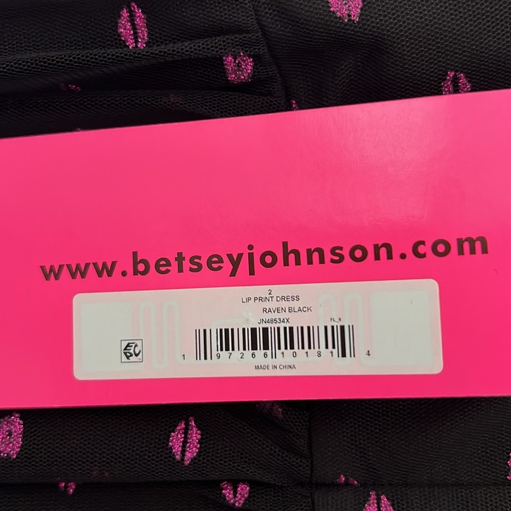 Betsey Johnson Black Dress with Pink Polka Dots - Picture 5 of 9